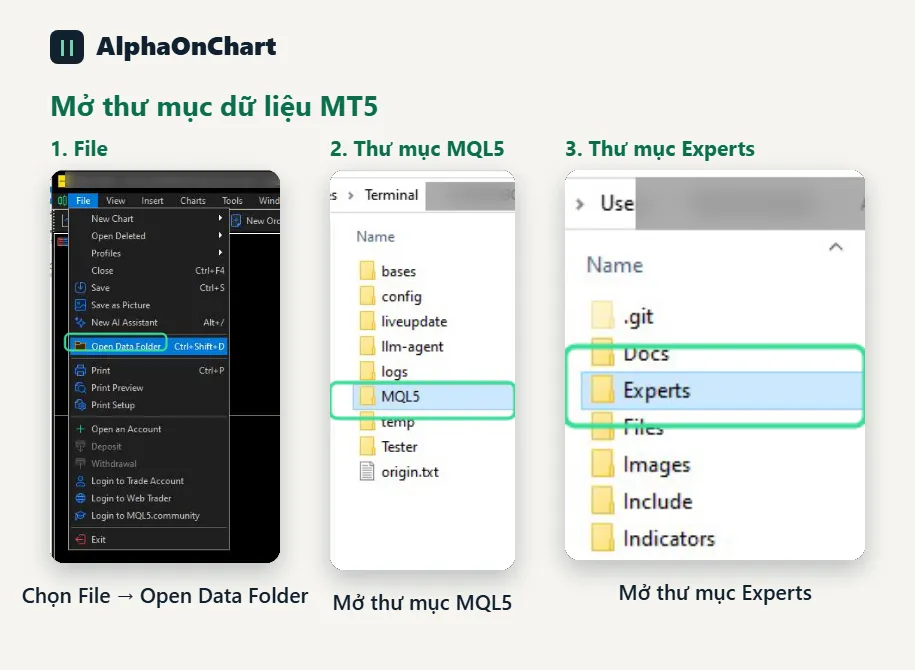 Mở thư mục dữ liệu MT5