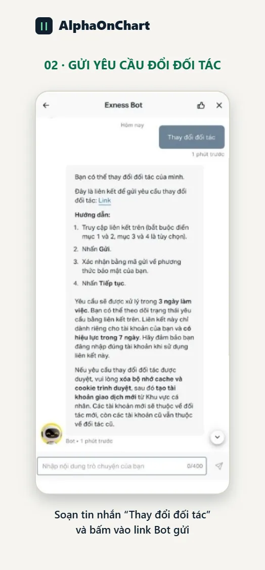 Send the request to get the partner-change link